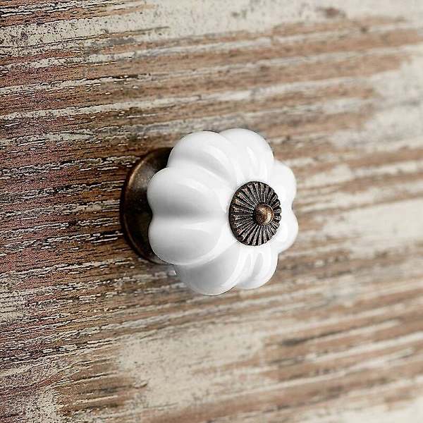 5 X Möbelknopp Pommel 23 Mm Vit Bronserad Piedestal Lådknopp Porslinsknopp([HK])