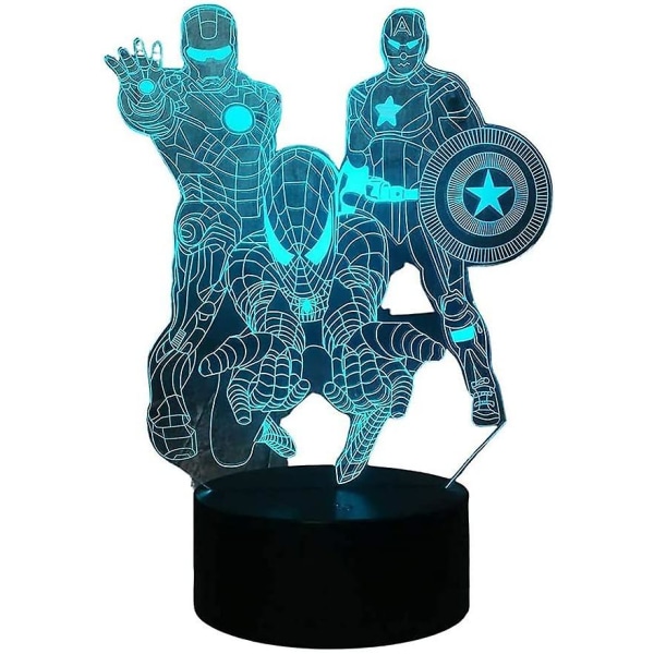 Avengers Night Light, 3d Led Spiderman Toys Night Light Intelligent fjärrkontroll 16 färger[HK]