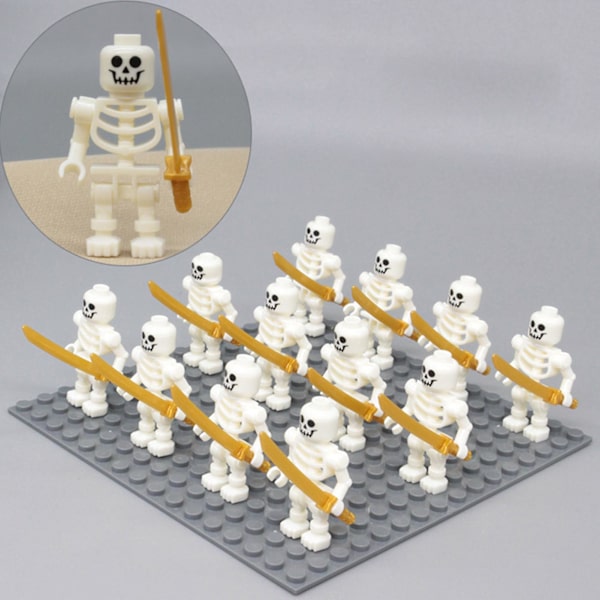 12 stk. Skeletkriger Korps Byggeklodser Model Legetøj Samling Forbrugsvarer Sort[HK]
