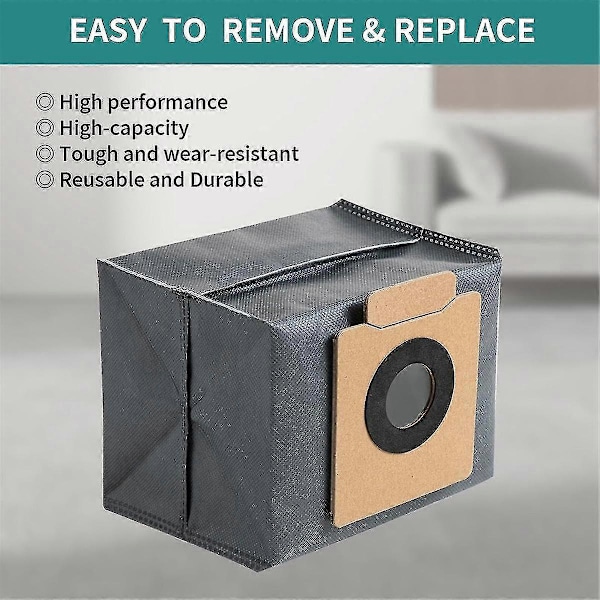 10 stk. støvsugerposer for Eufy Clean X8 Pro selv-tømmende stasjon robotstøvsuger rengjøring erstatningsdeler søppelpose[HK] BlackGray