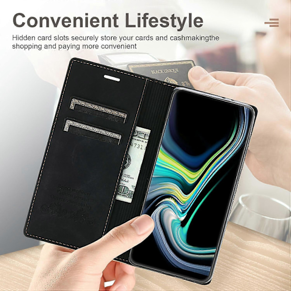 Samsung Galaxy A26 5G Lompakkokotelo Magneettisella Sulkimella Nahkainen Puhelinkotelo -[HK] Multicolor Black