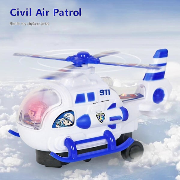 Helikopterleksak, Helikopter med 4D Fantastiska Realistiska Ljus och Ljud, Automatisk Bump Go Leksak för Barn Pojkar Flickor, Födelsedag eller Julgåva[HK] B
