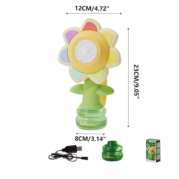 Solros Bubbelmaskin Sju Färg Blommor Helautomatisk Bubbelblåsning 30ml Flye244796[HK] One Size Yellow