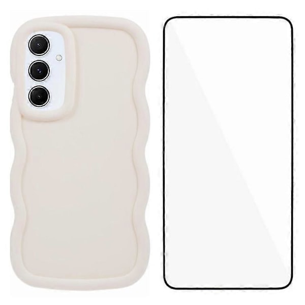 WANLONFENG XL-serien för Samsung Galaxy A05s 4G Skal Vågkant TPU-skydd med Härdat Glas Film[HK] Style B Multicolor