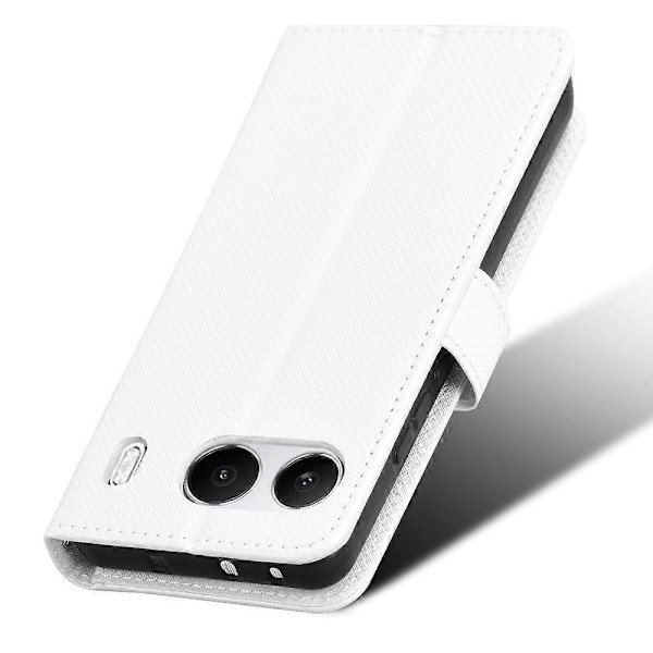 För OnePlus Nord 4 5G Telefonställ Fodral Diamanttextur PU Läder Plånboksfodral [HK] White