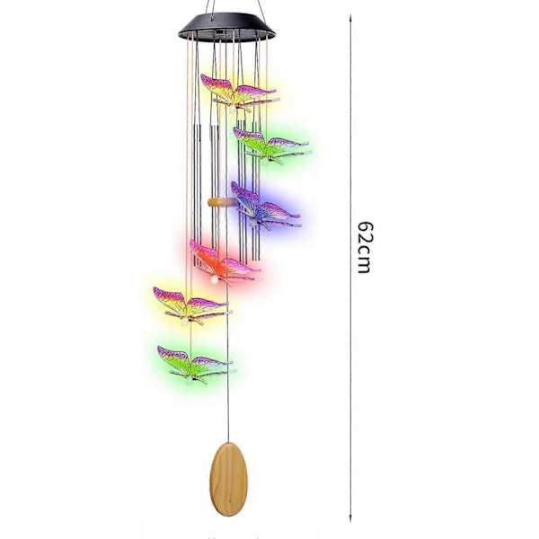 Vindspel Lampa Vattentät Lätt att Hänga LED Solcellsdriven Fjäril Vindklocka Hängande Heminredning[HK] Multicolor C