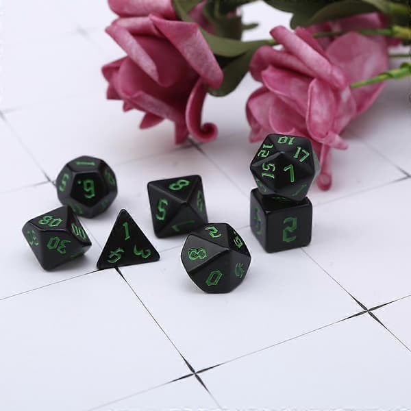 7 stk. udskåret mønster terningesæt polyhedrale numre terninger til rollespil Dungeons Dragons DND RPG MTG Dials Polyhedral terninger hvid[HK] White