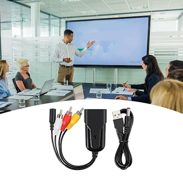 Audio Converter 1080P HD-yhteensopiva HDMI-yhteensopiva AV/RCA 4 Lähtöporttia Videomuunnin Kotikäyttöön[HK] Black