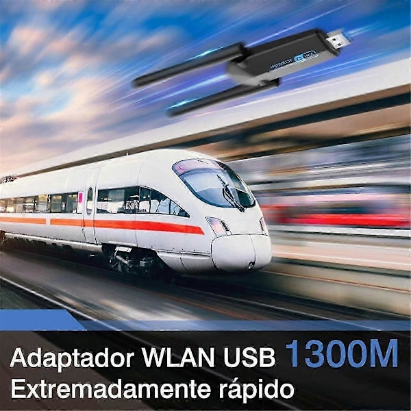 Trådlös USB Wifi-adapter för stationär PC, 1300mbps Wifi-nätverksadapter 2.4g/5ghz, Trådlös adapter för Windows 11/10[HK]