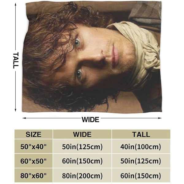 Komfortabelt Ultra-Blødt Micro Fleece Tæppe, Jamie Fraser Fleece Tæpper til Sofa Seng Rejse ABD18001[HK] 60x50in 150x125cm