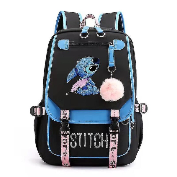 Stitch USB-oppladbar skolesekk mannlig og kvinnelig student ryggsekk ryggsekk_a[HK] BLUE