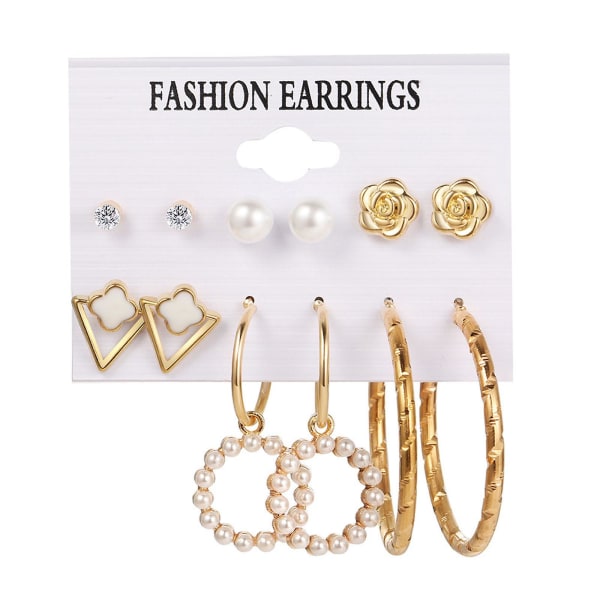 Vintage geometriske øreringe sæt guldfarve blomsterform stud øreringe til kvinder