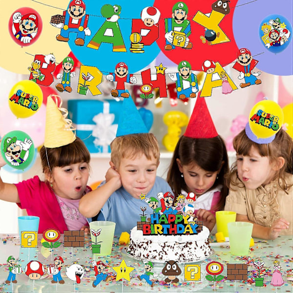 Födelsedagsdekorationer Mario Ballonger Mario Bros Tårtdekorationer Mario Födelsedagsdekorationer Super Mario Party Tillbehör Super Mario Föd[HK]