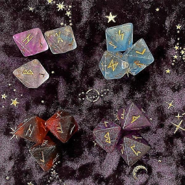 3 stk. Resin Terninger Sett 8-Sidet Rune Terninger Resin Assortert Polyhedrisk Terning Sett[HK]