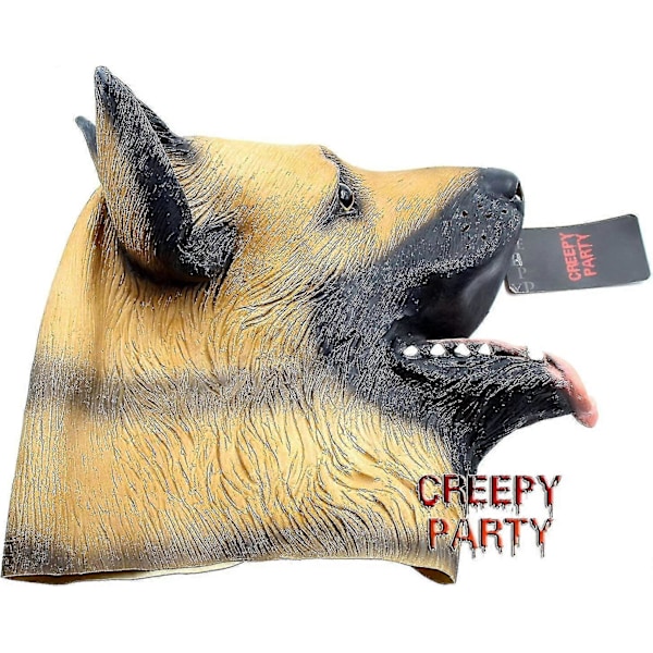Hundehodemaske Halloween-fest Hundekostymemasker Maske Super Bowl Underdog Kostyme Latex Dyrehodemaske (tysk gjeterhund)[HK]