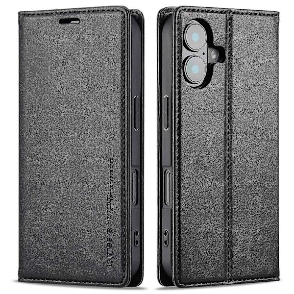 LC.IMEEKE iPhone 16 Nahkakotelo RFID-suojauksella ja Korttipaikoilla -[HK] Black Multicolor