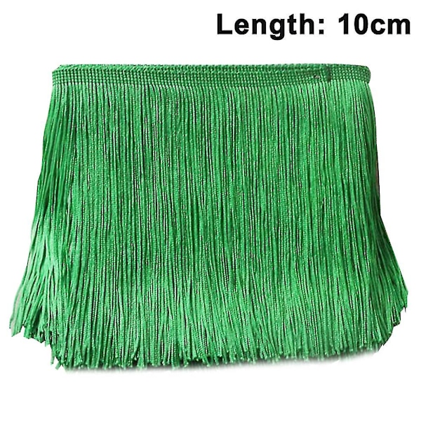 HK 10m sytrådsfrans - Frans tofs 15cm/10cm bredd för kjol bröllopsklänning lampskärm dekoration Green 10cm