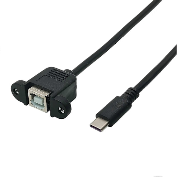 USB-C USB 3.1 Type C uros - Standard USB 2.0 B Type naaras datakaapeli ruuveilla, paneelikiinnitys tabletille ja matkapuhelimelle 20cm 0.2m[HK]