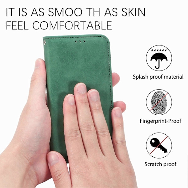För Samsung Galaxy S24 FE Fodral Skinnkänsla Läder Plånbok Telefonfodral Magnetisk Absorption[HK] Green