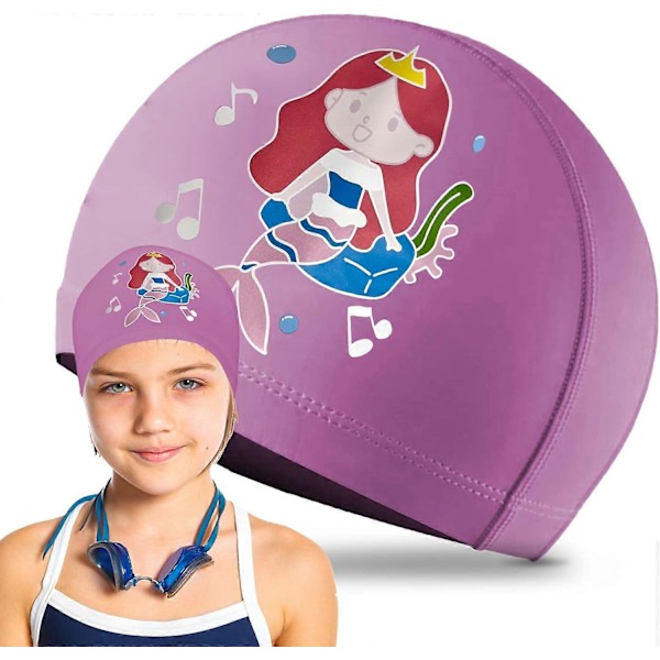 1 stk. Badesætte til børn, piger | Pink badehætte til børn 6-14 år, piger | Badehætte til børn 6-14 år [HK]