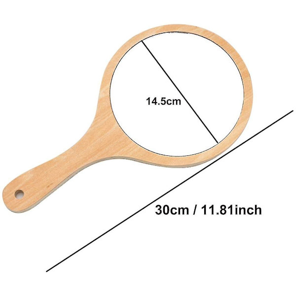 HKK  Puinen peili Käsipeili Puukahvalla Meikkpeili,30.5*16.5cm