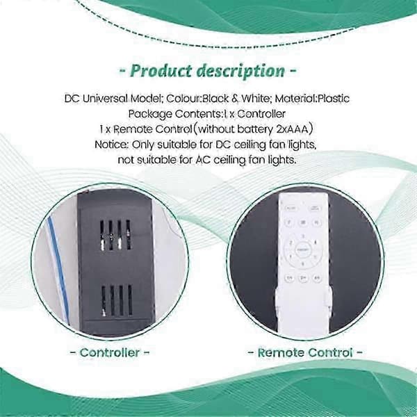 Fjernkontrollsett for DC takvifter 40W 6-trinns[HK] Black  White