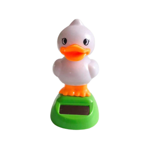 Solcelledrevet tegneseriefigur ornament for bil dashbord dynamisk dansende dyr bordplatedekorasjon for hjemmekontor[HkkK] White Duck