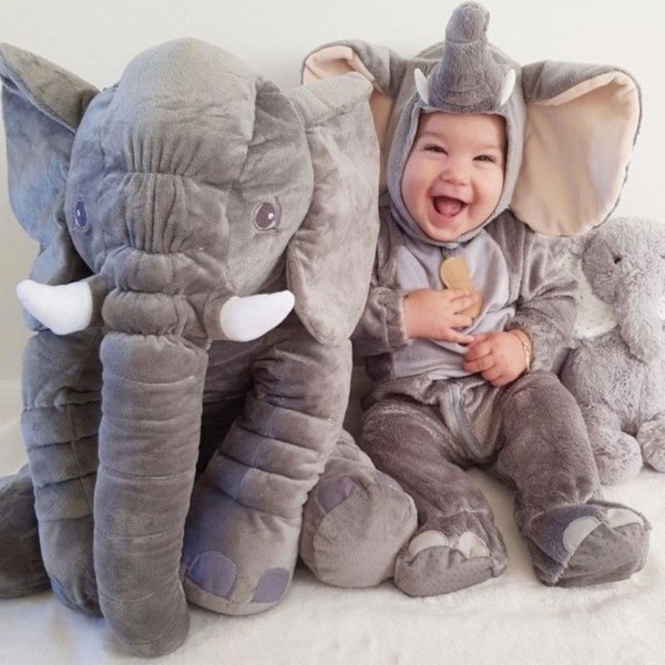 Supermyk Stor 40cm Elefant Plysjdyr For Jenter Gutter Barn Zy[HK] Gray