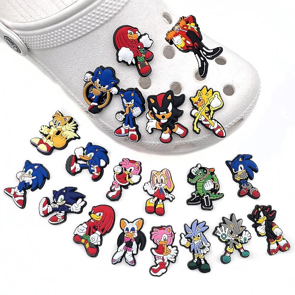 HKK  20 set söta tecknade Sonic Crocs sko blomma dekorativa spänne