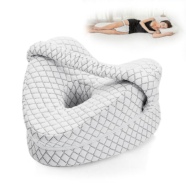 Hjärtformad ortopedisk sovkudde för ben, kilkudde med knästöd, ischiasdynor, kroppskudde [HK] White with strap