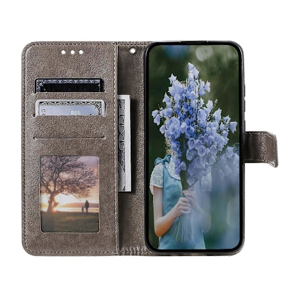 För Samsung Galaxy S25 Plus Skal Präglat Totem PU Läder Plånbok Ställ Telefonskydd [HK] Grey