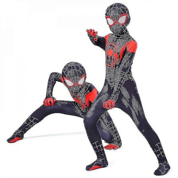 Miles Morales -asu Hämähäkkimies Cosplay Haalari Halloween Cosplay Puku [HK] 140cm