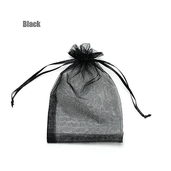 100 kpl 22 väriä 7x9 9x12cm 10x15 13x18cm Hää- ja joululahja-organza-pussit Korujen pakkausnäyttö & -pussit 13[HK] Black 10x15cm 100pcs