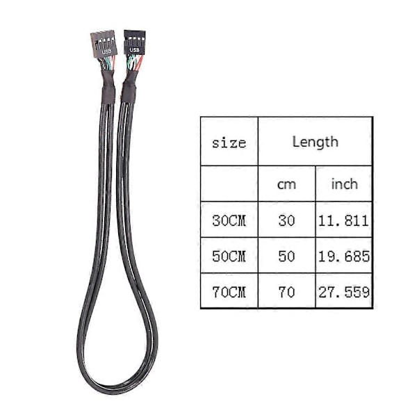 USB 9Pin - 9Pin Naaras Kaapeli USB2.0 Suojattu Johto Kaksisäikeinen [HK] 70cm