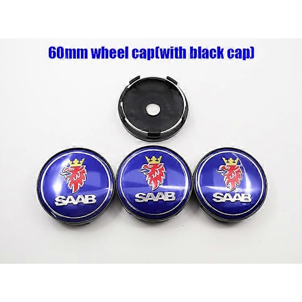 4 st 56mm 60mm Saab 9-3 Logo Bil Emblem Hjulcentrum Navkapsel Auto Fälg Ombyggnad Dammtäta Märkesöverdrag Klistermärke Styling Tillbehör[HK] SAAB 60 blue