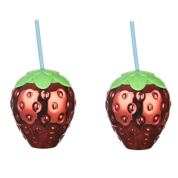 2 st Strawberry Disco Ball Cups med rött halm, för fest, avtagbara och återanvändbara, vid poolen ([HK])