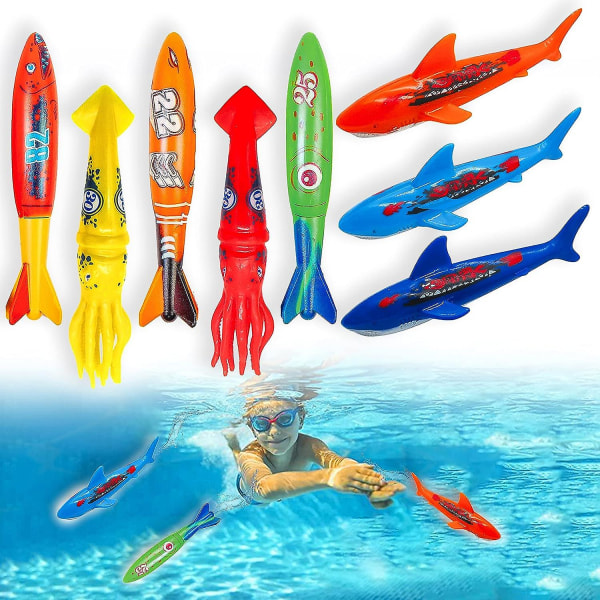 Dykkerlegesæt til børn ved pool, øv dykning og svømning, undervands flerfarvet synkende blæksprutte (sæt med 6)[HK] Various color classification