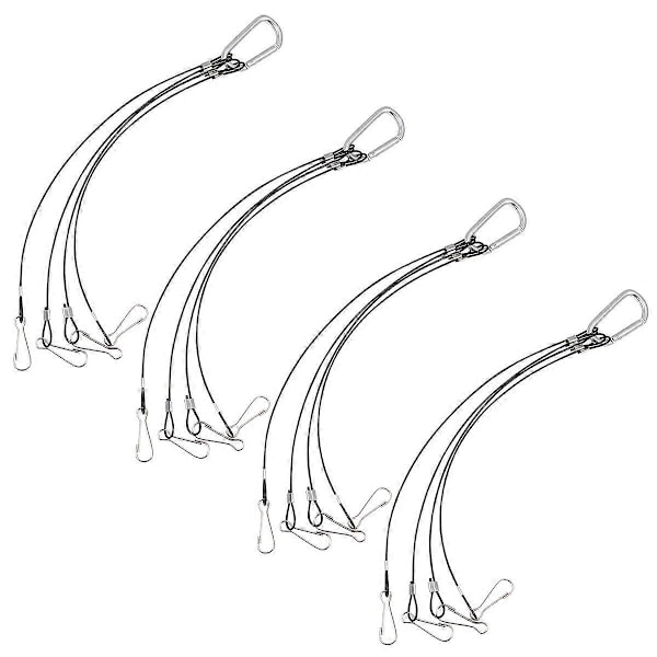 4 st Vajerkrok 4X Hydroponisk Upphängningssats Rephängare Stålvajer för Växtbelysning (1,5 mm Tjock 400 mm Lång)[HK] 47X5cm Black