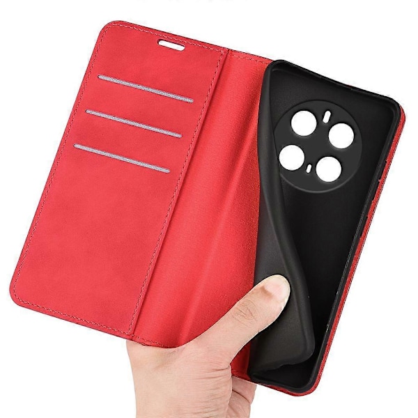 For Honor Magic7 Pro 5G Etui Skin-Touch Læder Wallet Telefon Cover[HK] Red