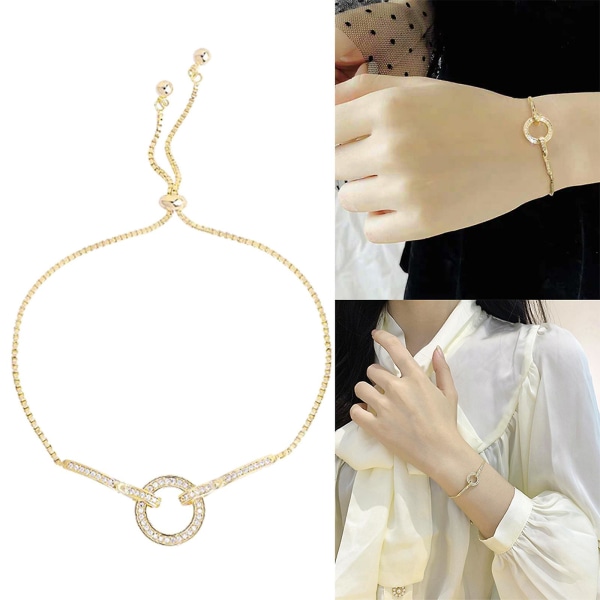 Snygg gyllene färg kedja armband koppar geometriska hänge Trend smycken