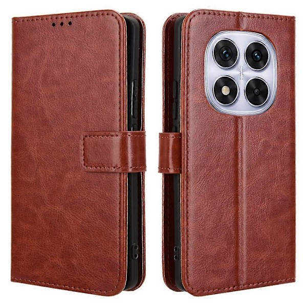 Xiaomi Redmi Note 14 Pro+ 5G / Note 14 Pro 5G Kotelo Crazy Horse -kuvio PU-nahkainen puhelinlompakkokotelo [HK] Brown