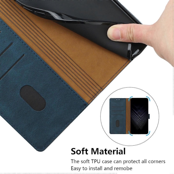 Etui til iPhone X PU Læder Flip Folio Etui med Kortholdere Magnetisk Lukning Foldbart Støtteben Kompatibelt med iPhone X Cover[HK] Blue
