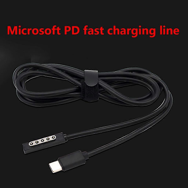 USB C Typ C Hona Eller Hane Strömförsörjning Laddare Adapter Laddningskabel Sladd för Surface Pro 1/2/Surface RT[HK] Black