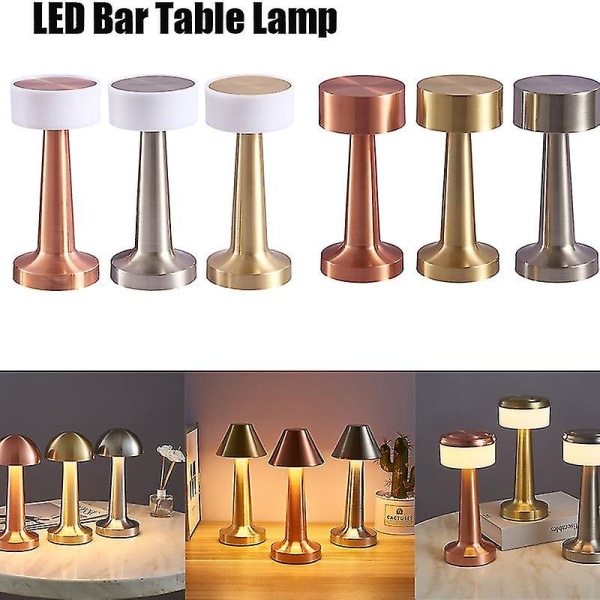 Retro Bar Bordlampe Led Tabl Lys Berøringsaktivert Oppladbar Trådløs Spisebordlampe For Restaurant Hot[HkkK] C-Gold
