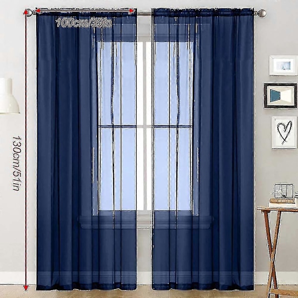 Harsokappa pitsireunuksella, pellavan näköinen, läpinäkyvä [HK] DarkBlue