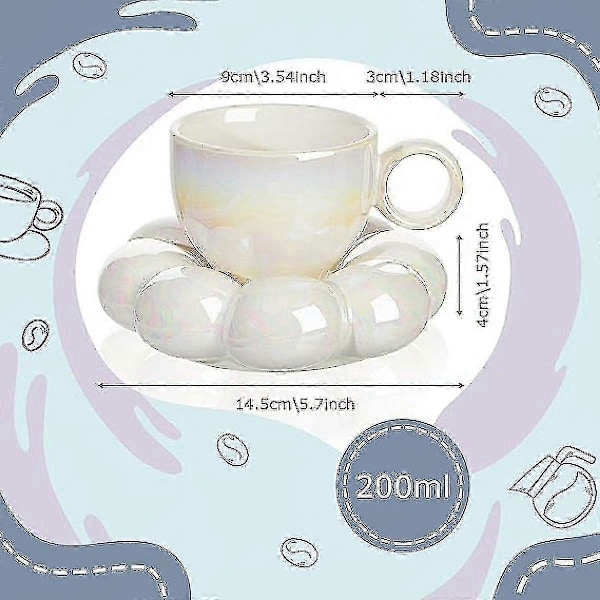 2 kpl Keraaminen Pilvi Muki Söpö Kuppi Auringonkukka Alusella 7oz Söpö Keraaminen Kahvimuki Aluslautanen Setillä Toimistoon Kotiin Kahville[HK]