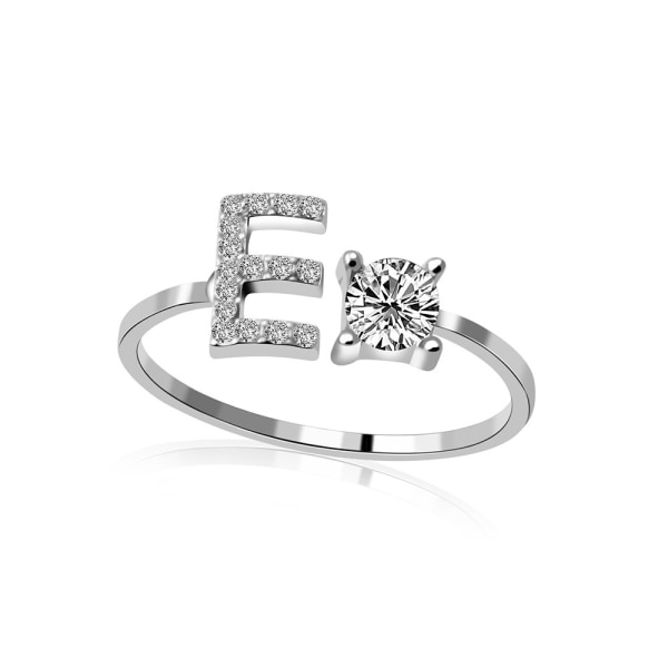 A-z bokstav silver metall justerbar öppen ring med initialer E