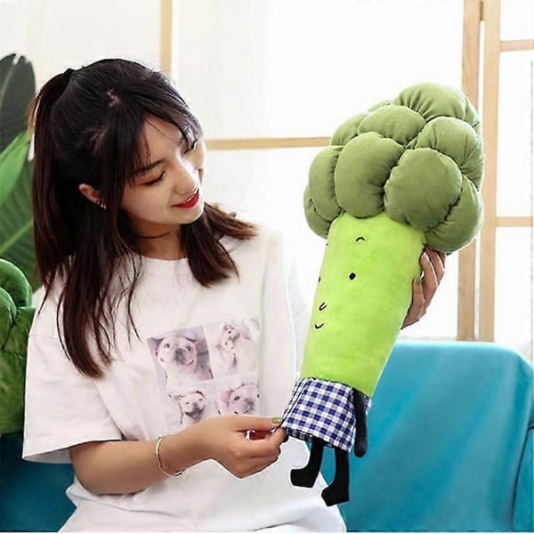 Sød multifunktionel pude grøntsagsbroccoliplys legetøj bløde komfortable puder[HK] 55cm