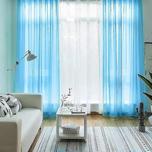 Harsokappa pitsireunuksella, pellavan näköinen, läpinäkyvä [HK] Blue