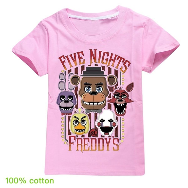 Drenge Piger Kortærmet T-shirt Five Nights At Freddy's Børne T-shirt i bomuld[HK] Pink 7-8Years